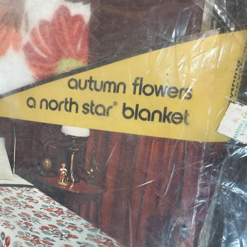 Vintage Chatham North Star Autumn Flowers Blanket Queen King Satin Edge‎ Floral